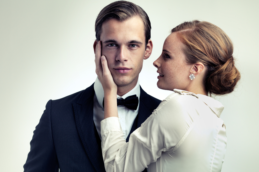 Bride looking lovingly at groom